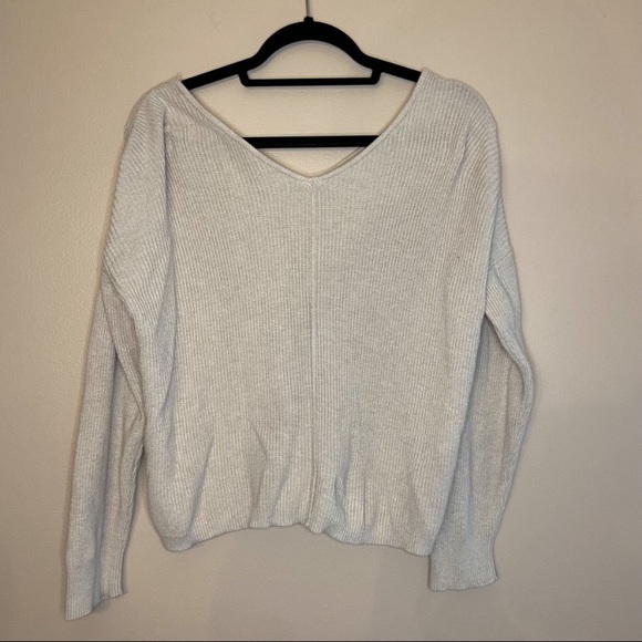 HEATHER OATMEAL BUTTON DOWN V NECK CARDIGAN SWEATER - Picture 3 of 3